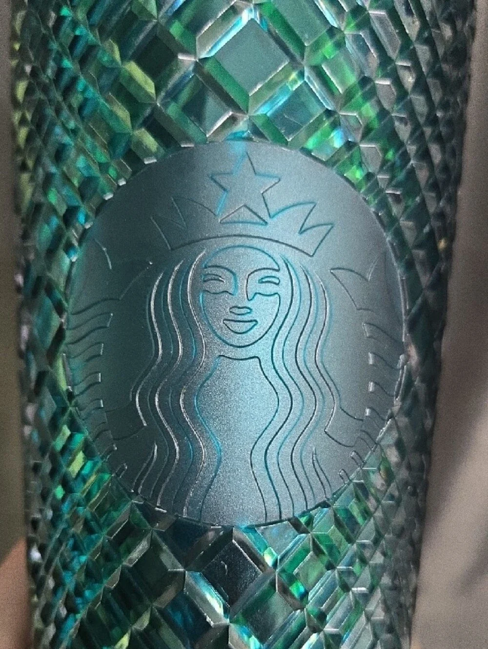 Starbucks Dark Teal Textured Cold Cup with Straw NWOT